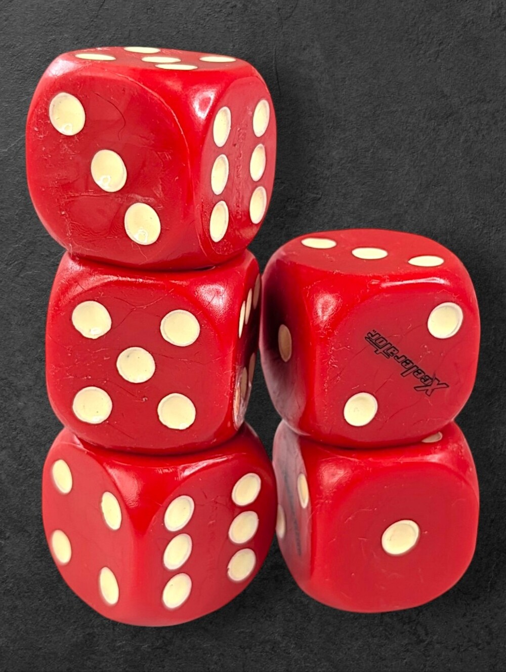 Xcelerator Red Dice Set 5 Piece Large D6 Counter 1.5 Inch Tabletop Casino Game